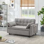 Sofá cama convertible de pana beige/rosa/naranja/gris, respaldo ajustable, 2 plazas