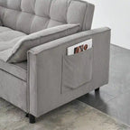 Sofá cama convertible de pana beige/rosa/naranja/gris, respaldo ajustable, 2 plazas