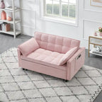 Sofá cama convertible de pana beige/rosa/naranja/gris, respaldo ajustable, 2 plazas