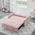 Sofá cama convertible de pana beige/rosa/naranja/gris, respaldo ajustable, 2 plazas