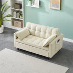 Sofá cama convertible de pana beige/rosa/naranja/gris, respaldo ajustable, 2 plazas