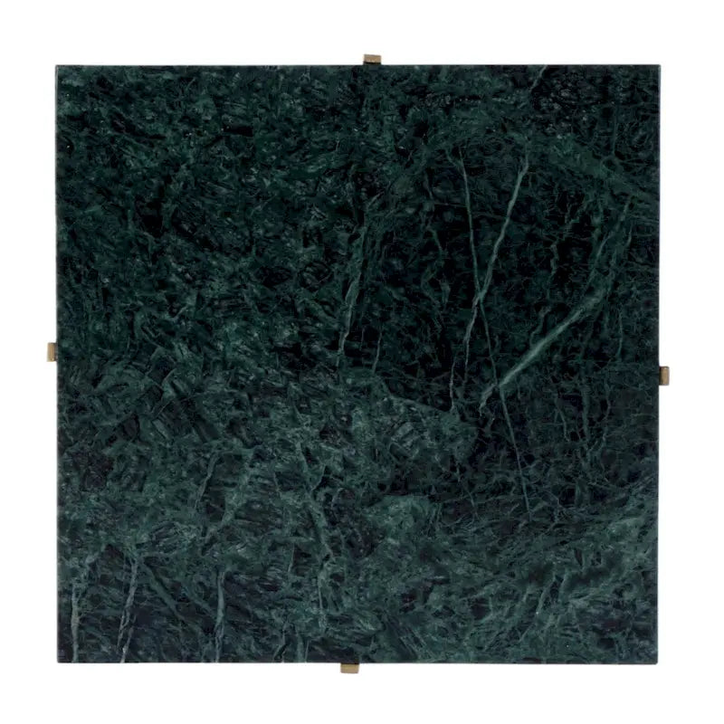 Mesa Auxiliar Cuadrada de Metal con Cubierta de Mármol, Mármol Verde/Multicolor, para 1