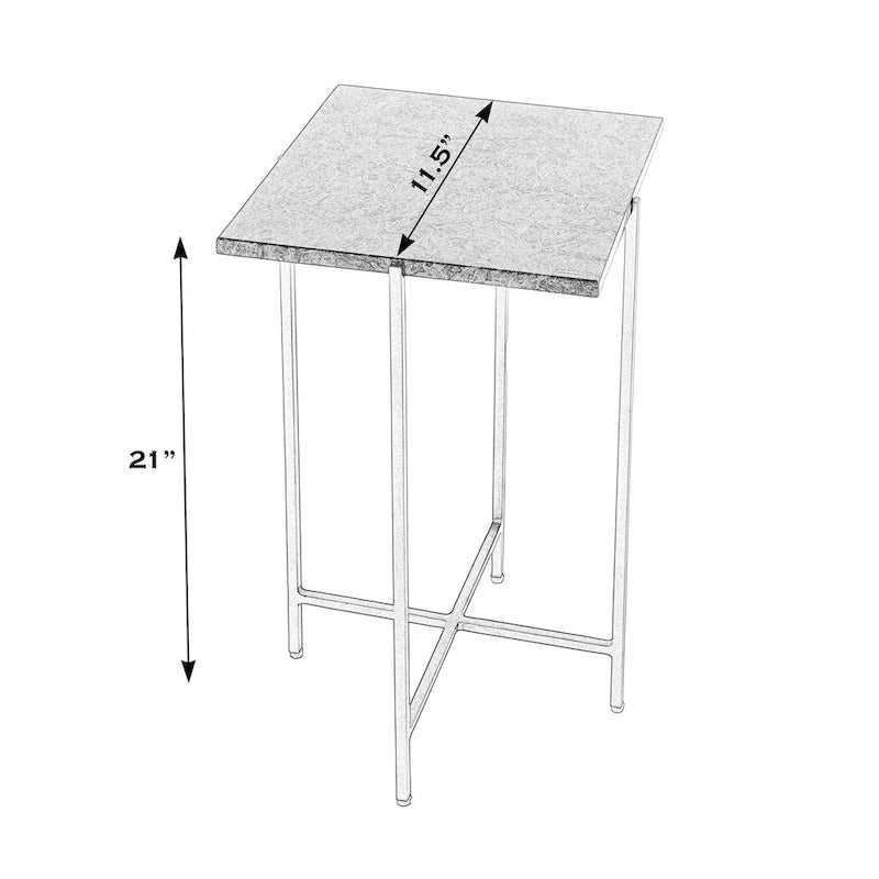 Mesa Auxiliar Cuadrada de Metal con Cubierta de Mármol, Mármol Verde/Multicolor, para 1