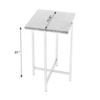 Mesa Auxiliar Cuadrada de Metal con Cubierta de Mármol, Mármol Verde/Multicolor, para 1