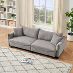 Sofá Cama de Pana Blanco / Gris / Verde con 2 Cojines Decorativos – 2 Plazas