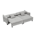 Sofá Cama de Pana Blanco / Gris / Verde con 2 Cojines Decorativos – 2 Plazas