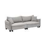 Sofá Cama de Pana Blanco / Gris / Verde con 2 Cojines Decorativos – 2 Plazas