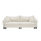 Sofá Cama de Pana Blanco / Gris / Verde con 2 Cojines Decorativos – 2 Plazas