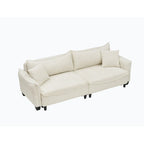 Sofá Cama de Pana Blanco / Gris / Verde con 2 Cojines Decorativos – 2 Plazas