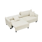 Sofá Cama de Pana Blanco / Gris / Verde con 2 Cojines Decorativos – 2 Plazas