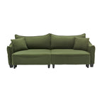 Sofá Cama de Pana Blanco / Gris / Verde con 2 Cojines Decorativos – 2 Plazas