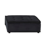 Sofá seccional modular gris claro / terciopelo negro con otomana, para 5 personas