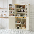 Armario/Despensa de Cocina Independiente Alto de 40.2x20x71.3 pulgadas con 2 Cajones, 2 Estantes Ajustables, 8 Estantes en la Puerta