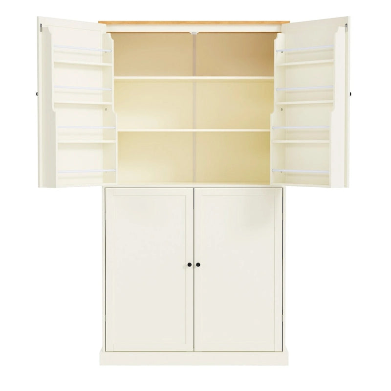 Armario/Despensa de Cocina Independiente Alto de 40.2x20x71.3 pulgadas con 2 Cajones, 2 Estantes Ajustables, 8 Estantes en la Puerta