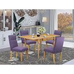 East West Furniture juego de mesa incluye una mesa de comedor rectangular con extensión de hojas abatibles y sillas de comedor (opciones de piezas)