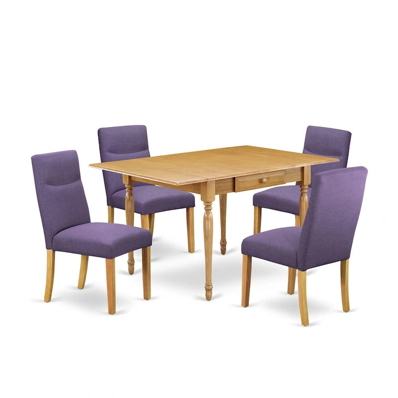 East West Furniture juego de mesa incluye una mesa de comedor rectangular con extensión de hojas abatibles y sillas de comedor (opciones de piezas)