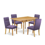 East West Furniture juego de mesa incluye una mesa de comedor rectangular con extensión de hojas abatibles y sillas de comedor (opciones de piezas)