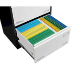 Archivador lateral metálico de 3 cajones, negro / negro y blanco / blanco, con cerradura, para 1 persona
