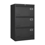 Archivador lateral metálico de 3 cajones, negro / negro y blanco / blanco, con cerradura, para 1 persona