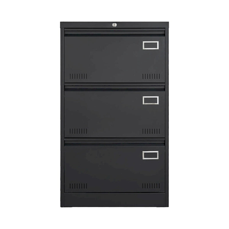 Archivador lateral metálico de 3 cajones, negro / negro y blanco / blanco, con cerradura, para 1 persona