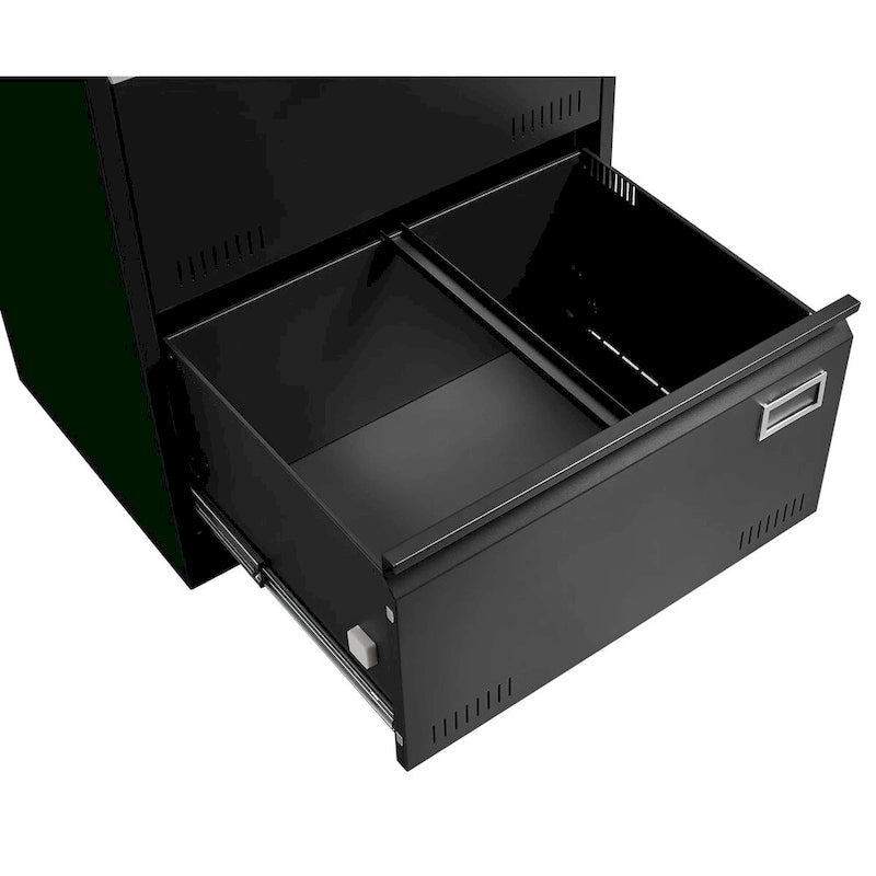 Archivador lateral metálico de 3 cajones, negro / negro y blanco / blanco, con cerradura, para 1 persona