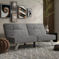 Sofá cama futón convertible de lino gris, individual