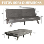 Sofá cama futón convertible de lino gris, individual