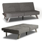 Sofá cama futón convertible de lino gris, individual