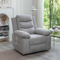 Sillón reclinable eléctrico de terciopelo gris claro con diseño ergonómico, calor, masaje, estructura de acero