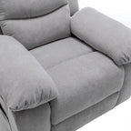 Sillón reclinable eléctrico de terciopelo gris claro con diseño ergonómico, calor, masaje, estructura de acero