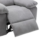 Sillón reclinable eléctrico de terciopelo gris claro con diseño ergonómico, calor, masaje, estructura de acero