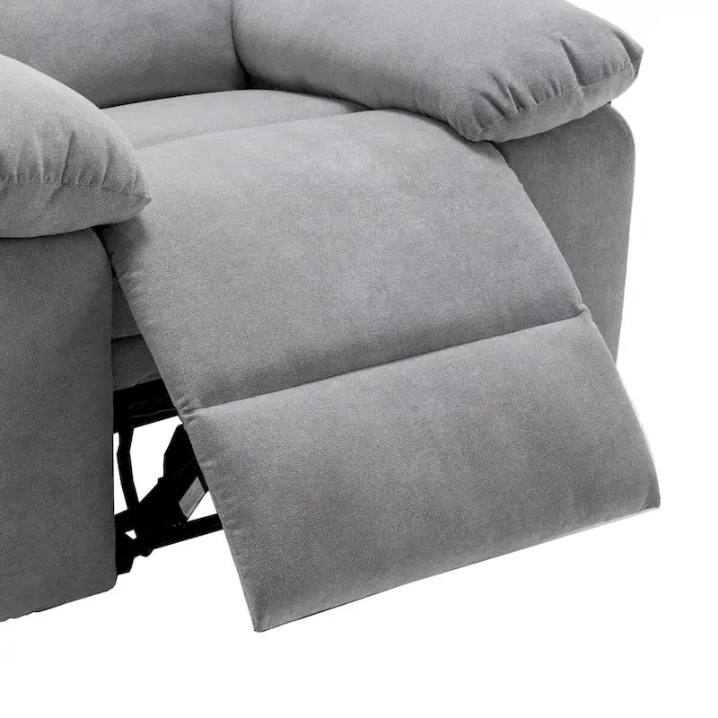 Sillón reclinable eléctrico de terciopelo gris claro con diseño ergonómico, calor, masaje, estructura de acero