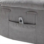 Sillón reclinable eléctrico de terciopelo gris claro con diseño ergonómico, calor, masaje, estructura de acero
