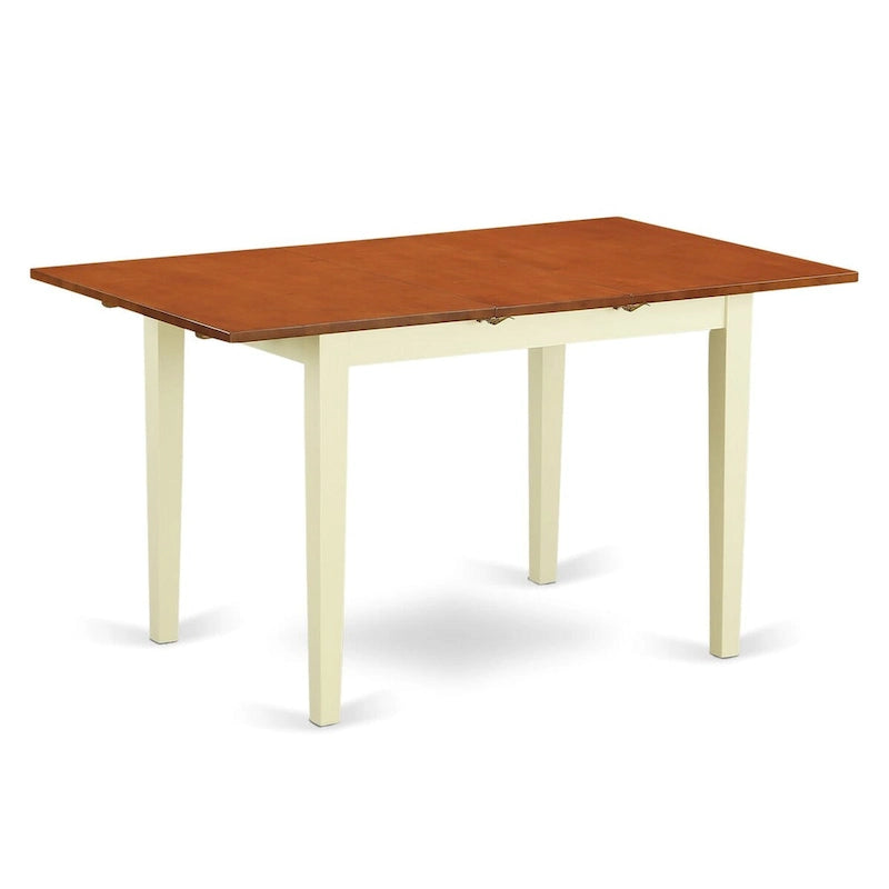 Mesa de comedor rectangular con extensión (hoja de mariposa) de suero de leche/cerezo y caoba, para hasta 6 personas