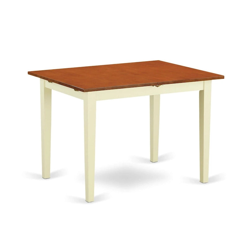 Mesa de comedor rectangular con extensión (hoja de mariposa) de suero de leche/cerezo y caoba, para hasta 6 personas
