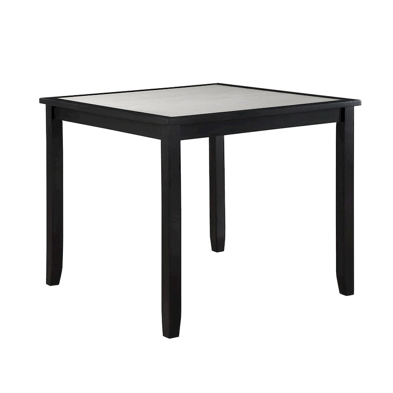 Juego de mesa y sillas de comedor a la altura de la encimera Nick de 5 piezas, negro, blanco