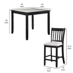 Juego de mesa y sillas de comedor a la altura de la encimera Nick de 5 piezas, negro, blanco