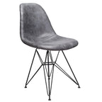 Silla de comedor de polipiel gris frío, patas de acero negro, 1 asiento