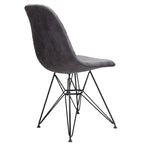 Silla de comedor de polipiel gris frío, patas de acero negro, 1 asiento