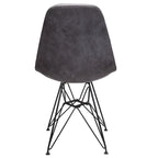 Silla de comedor de polipiel gris frío, patas de acero negro, 1 asiento
