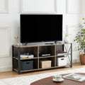 Mueble de TV industrial de nogal gris y roble rústico con 6 estantes, para hogares de 1 a 2 personas