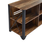 Mueble de TV industrial de nogal gris y roble rústico con 6 estantes, para hogares de 1 a 2 personas