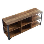 Mueble de TV industrial de nogal gris y roble rústico con 6 estantes, para hogares de 1 a 2 personas