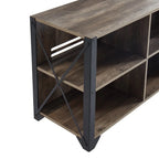 Mueble de TV industrial de nogal gris y roble rústico con 6 estantes, para hogares de 1 a 2 personas