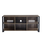 Mueble de TV industrial de nogal gris y roble rústico con 6 estantes, para hogares de 1 a 2 personas