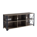 Mueble de TV industrial de nogal gris y roble rústico con 6 estantes, para hogares de 1 a 2 personas