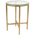 Mesa Auxiliar de Aluminio con Textura Dorada o Plateada y Tapa de Cristal – Interior, 1 Pieza