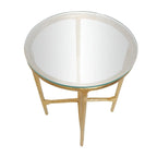 Mesa Auxiliar de Aluminio con Textura Dorada o Plateada y Tapa de Cristal – Interior, 1 Pieza