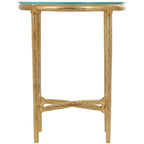 Mesa Auxiliar de Aluminio con Textura Dorada o Plateada y Tapa de Cristal – Interior, 1 Pieza