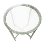 Mesa Auxiliar de Aluminio con Textura Dorada o Plateada y Tapa de Cristal – Interior, 1 Pieza